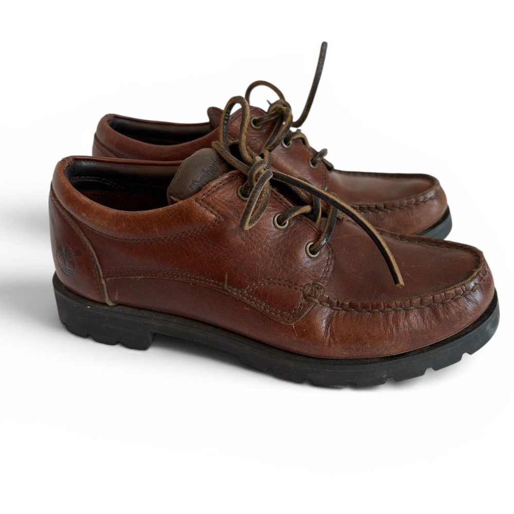 Timberland Womens Brown Leather Lug Sole Moc Toe Oxford Shoes 51372 Size 8M